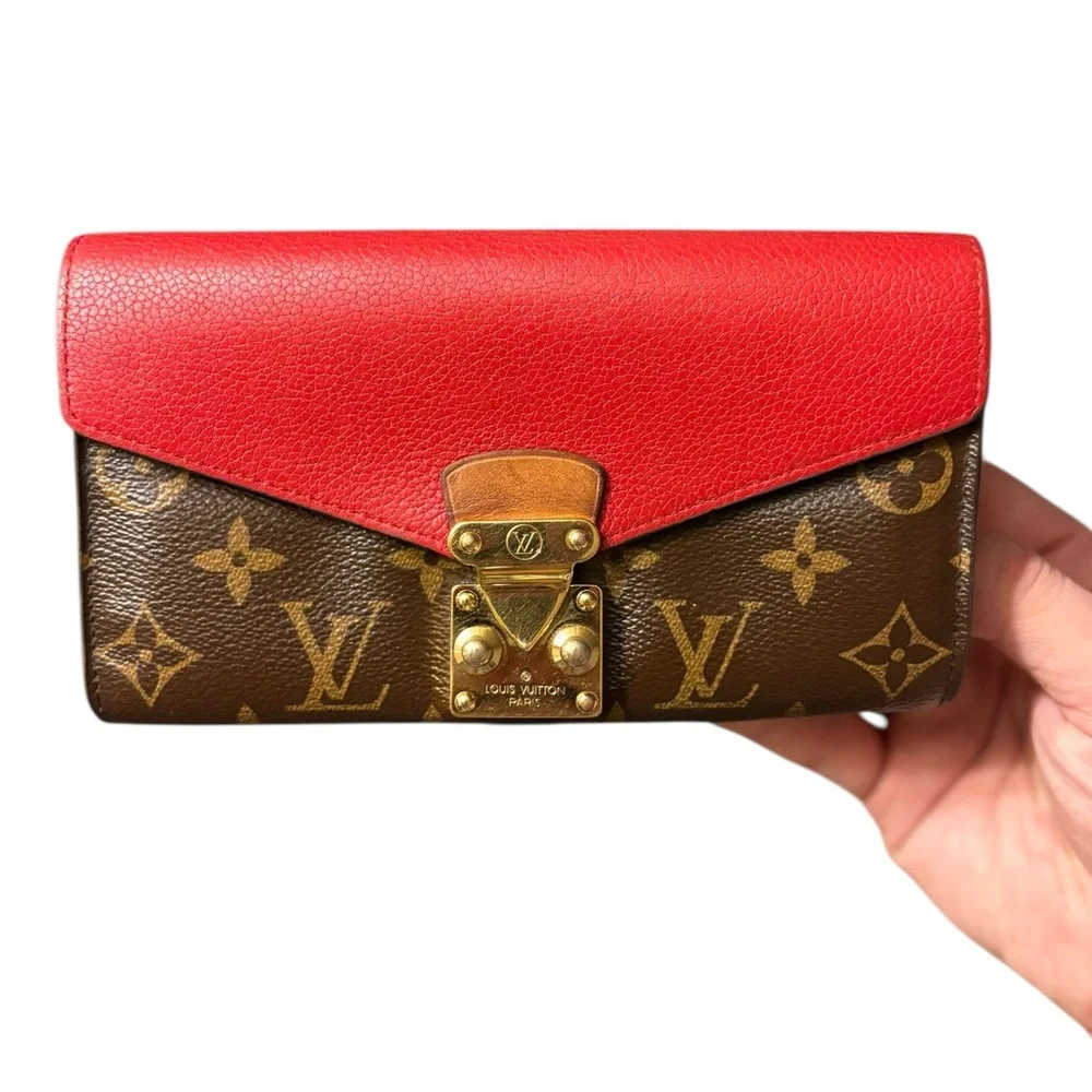 Full Inclusion Louis Vuitton Pallas Wallet Monogram & Cerise Red Leather - EUC - Picture 1 of 14